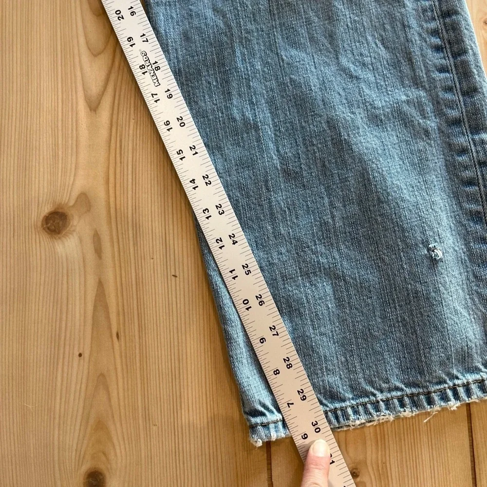 Levi's Men 569 Loose Straight Blue Light Wash Denim Jeans 38x34 Distressed 38x30